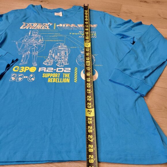 Disney Star Wars Blue Long Sleeve Shirt R2D2 C3PO Fandom Sz XLarge - Picture 2 of 6